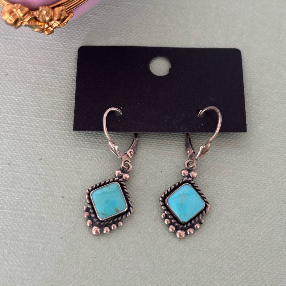 Turquoise Sterling Silver Dangle Earrings 9.25